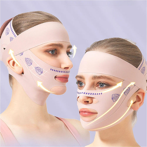 V-line face lifting bandage worn on the face